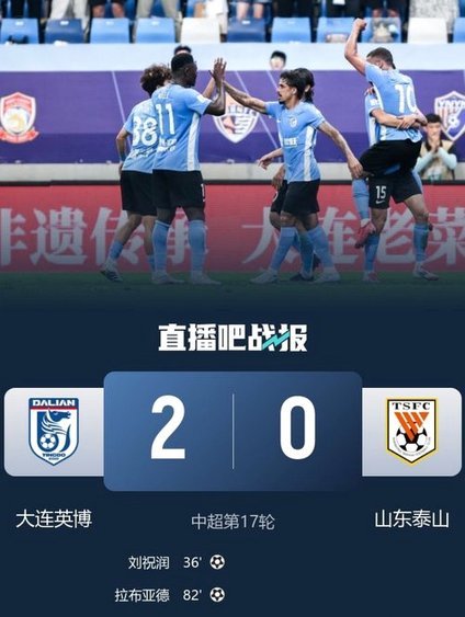 马莱莱补射破门 英博2-0领先泰山