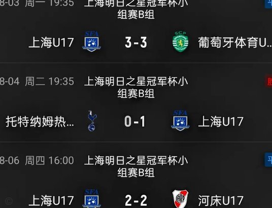 明日之星冠军杯半决赛，U17女足vs阿森纳U17比赛因雷电取消